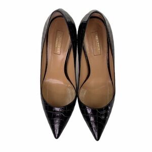 Aquazzura Purist 95 Croc-Effect Leather Black Pump